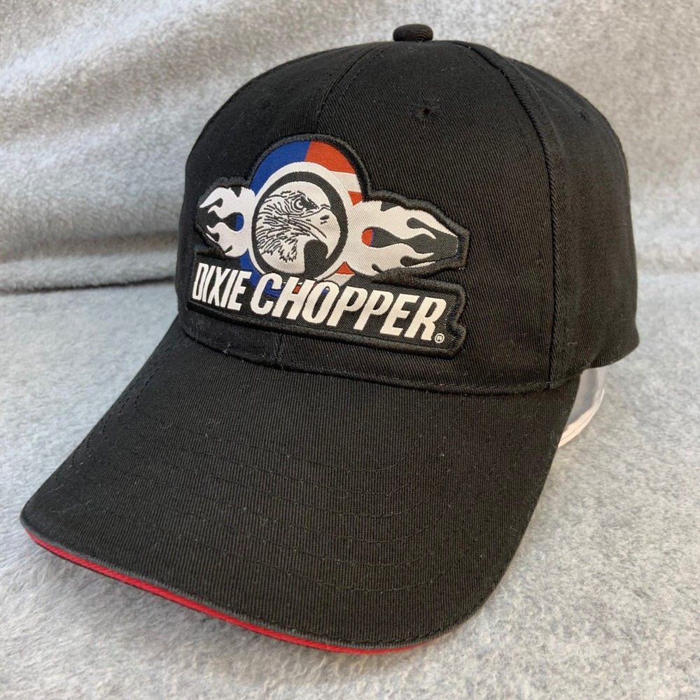 Dixie Chopper Eagle Flame Logo Mens Black Hat Adjustable Strap OSFM